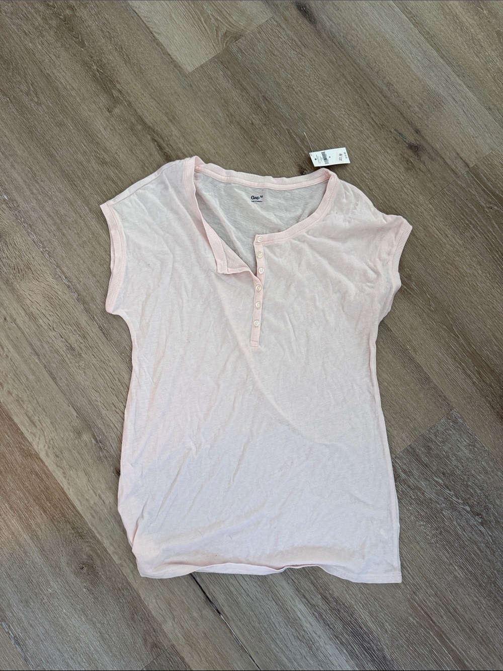 GAP Women's Pale Pink Short Sleeve Henley Tee